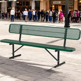 Heavy Duty Park Bench with Back Portable Frame, Outdoor Steel Bench with Backrest - Photo 6