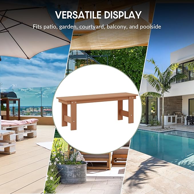 WestinTrends Ashore Outdoor HDPE 48" Modern Backless Patio Bench, Teak
