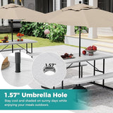 Giantex Picnic Table Bench Set for 4 People, 4.5FT Outdoor Rectangular Dining Table & 2 Benches w/Umbrella Hole - Photo 6