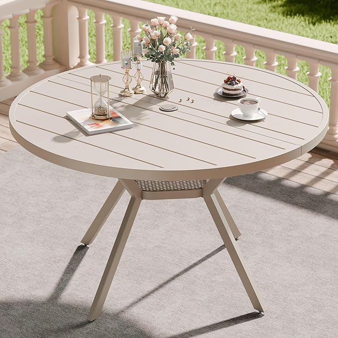 Betterhood 42” Outdoor Patio Table, Metal Patio Dining Table for All Weather, Round Outdoor Coffee Table - Photo 2