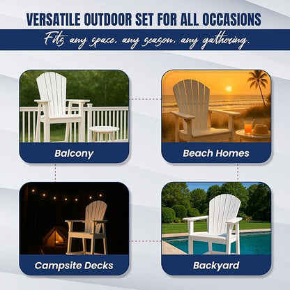 Phat Tommy Tall Adirondack Chair - HDPE Outdoor Furniture - Poly Adirondack Bar Stool - Heavy, Stress Free Furniture for Balcony, Deck, Patio, Front Porch, White