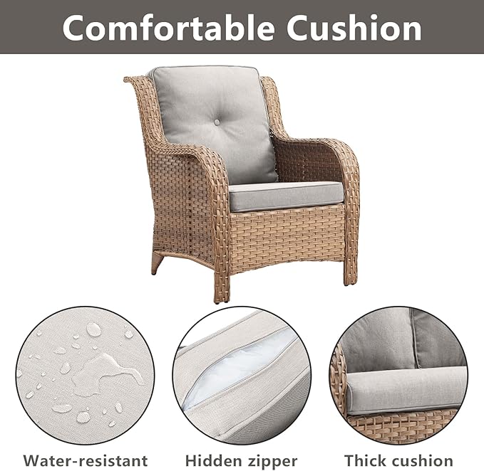 Rilyson Patio Furniture Chairs Outdoor Chair - 2 Piece Wicker Rattan Chairs Set with High Back and Deep Seating for - Photo 4