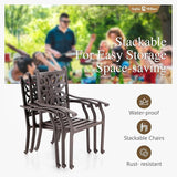 Sophia & William 2 Pieces Cast Aluminium Patio Dining Chairs Bronze with Cushions - Photo 3