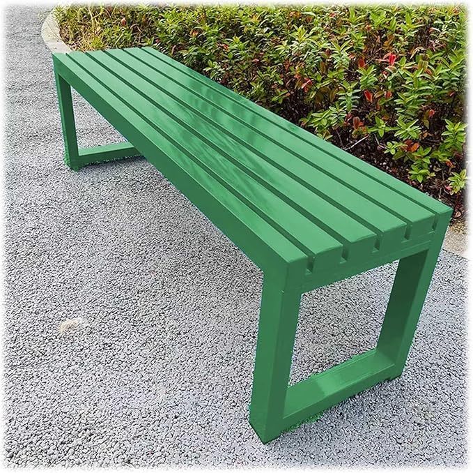 Heavy Duty Outdoor Patio Bench, Metal Garden Benches Weatherproof Park Bench 3.3ft 3.9ft 4.9ft 5.9ft 2-Person Seat Backless Porch Seating Multifunctional Slat Furniture Chair(Green,3.93ft)