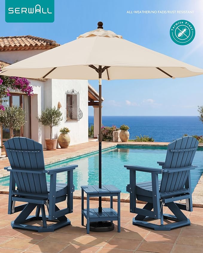SERWALL Adirondack Swivel Glider Chair, HDPE Patio Glider Set of 2, All-Weather Glider Chair for Porch, Balcony - Photo 2