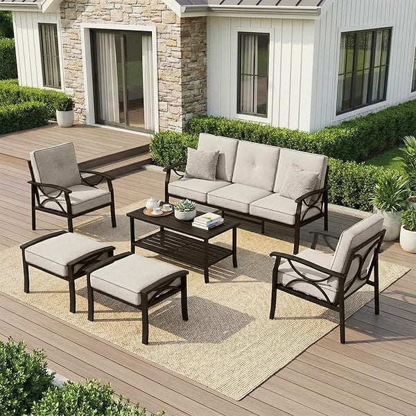 Outdoor Patio Furniture Set, 7 Seats Outdoor Patio Set with 4" Thick Cushion - Photo 1