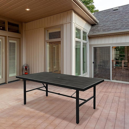Four Seasons Courtyard Nantucket 40 x 72 Inch Rectangular Outdoor Patio Dining Table All Weather Woven Tabletop for Backyard Lawns and Decks, Brown