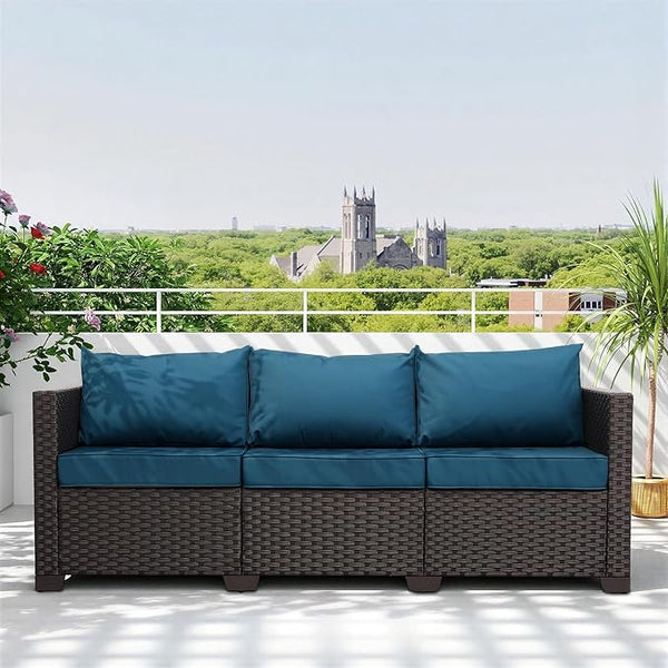 Valita Patio Furniture 3-seat Sofa Brown Wicker Outdoor Furniture Outdoor Couch Deep Seat High Backrest Waterproof - Photo 1
