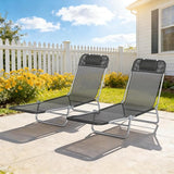 Outsunny 2 Piece Folding Chaise Lounge Chairs, Pool Sun Tanning Chairs with Reclining Back, Breathable Mesh Seat - Photo 8