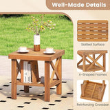Tangkula Outdoor Side Table, 2-Tier Acacia Wood Adirondack Bistro Small Square Patio Table with Slatted Tabletop & - Photo 5