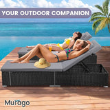 Outdoor Chaise Lounge Chairs, All-Weather Wicker Pool Lounge Chair Set of 2 with Side Table - Photo 3