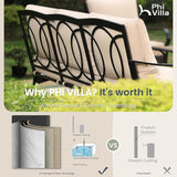 PHI VILLA Wicker & Metal Outdoor Patio Couch, 3-Seat Patio Sofa with Deep Seating for Front Porch, Deck, Balcony - Photo 5