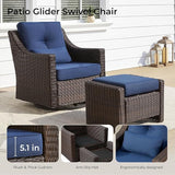CHITA 5 Pieces Swivel Wicker Patio Furniture Set, Outdoor Conversation Set with 2 Pieces Rattan Rocking Swivel Chairs - Photo 2
