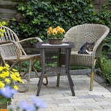 Outdoor Wicker Side Table, Rattan End Table with Glass Top - Photo 2