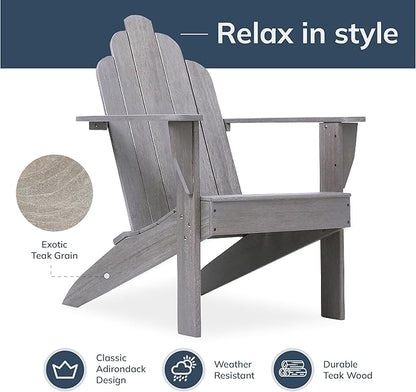 Cambridge Casual Arie Outdoor Teak Wood Adirondack Chair,/Weathered Gray