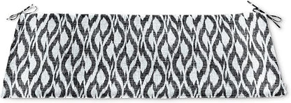 BrylaneHome Bench Cushion - 48" L x 18" W x 3" H - Patio & Outdoor - Water, Stain & Fade Resistant - Black Ikat