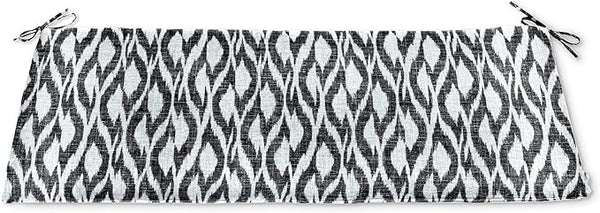 BrylaneHome Bench Cushion - 48" L x 18" W x 3" H - Patio & Outdoor - Water, Stain & Fade Resistant - Black Ikat - Photo 1