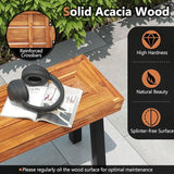 COSTWAY Outdoor Acacia Wood Benches, 2-3 People Backless Garden Benches with Metal Frame for Patio, Deck - Photo 4