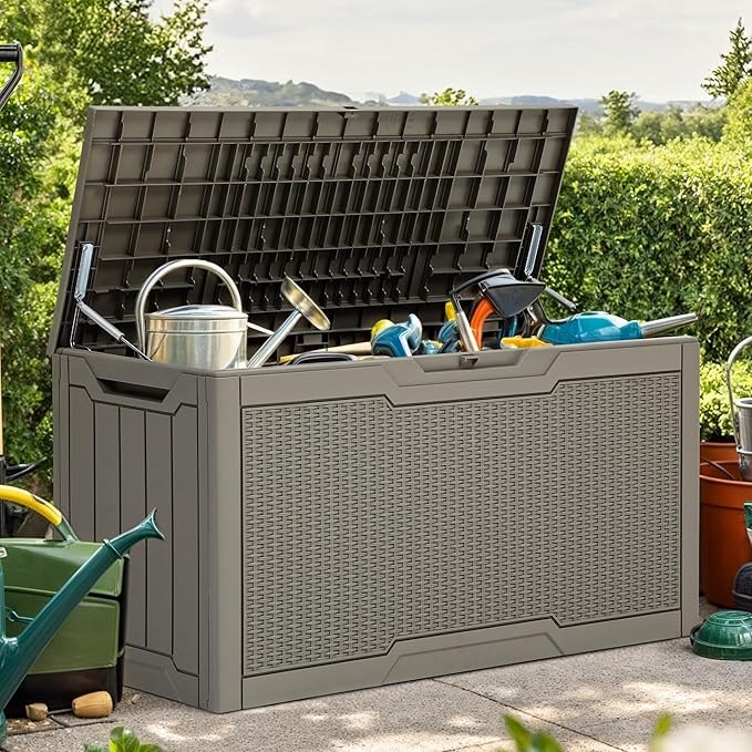 YITAHOME 80 Gallon Outdoor Storage Box, Large Water Resistant Resin Deck Box - Photo 7
