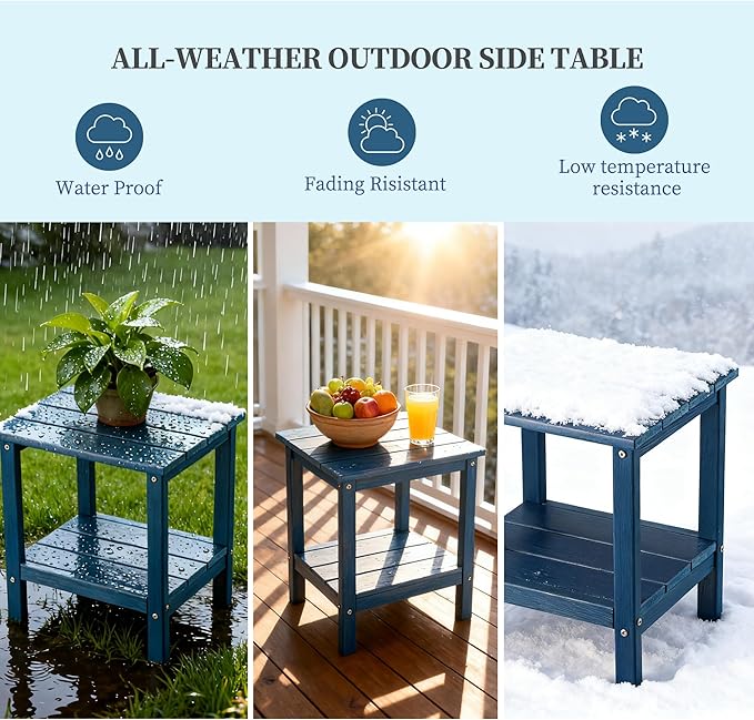 Outdoor Side Table, Double Layer Small Side Tables, All Weather Adirondack Side Table - Photo 5