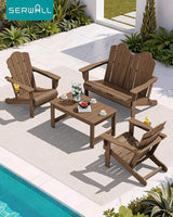 SERWALL Folding Adirondack Bench, HDPE All-Weather Adirondack Loveseat, 660 lbs Capacity - Photo 9