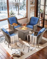 Patio Wicker Chairs Outdoor Furniture Chair - Set of 4 Outside All Weather Lawn Dining Brown Rattan Armchair with High - Photo 2