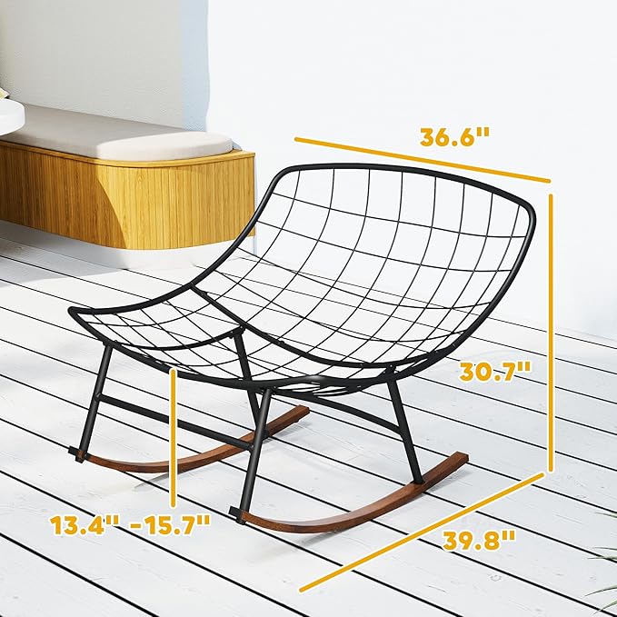 Outsunny Outdoor Rocking Chair Set of 2, Oversized Rocking Papasan Chairs with Cushions, Steel Frame, Comfy Outdoor Rockers for Patio Porch Lawn Garden, Beige