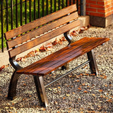 Outdoor Garden Bench, Park Bench with Back, Metal Steel Frame Bench Patio, Metal Bench, Perfect for Garden, Patio, Porch - Photo 1
