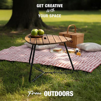Portable Adirondack Side Table 15"H - Wood & Metal Patio Table for Indoor & Outdoor Use - Small Outdoor End Table for Picnic, Camping, Adirondack Chair, Great Father's Day Gift | Golden Teak Finish