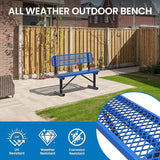 4 Feet Steel Park Bench for Outside, Outdoor Bench with Backrest & Portable Frame, Commercial Benches for Shopping Malls - Photo 6