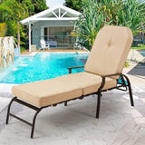 U-MAX Adjustable Outdoor Chaise Lounge Chair Patio Lounge Chair Recliner Furniture with Armrest and Cushion for Deck - Photo 1
