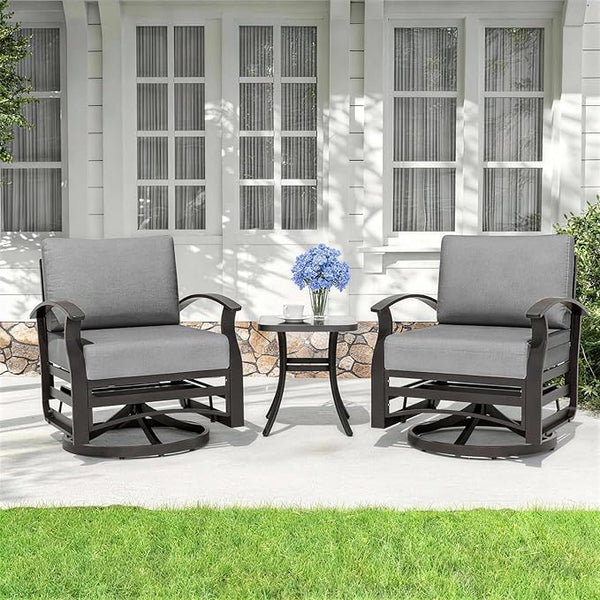 Kurapika 3 Pieces Patio Furniture Set, Outdoor Aluminum Rocking Chair - Photo 1