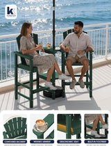 KINGYES Tall Adirondack Chair Set of 2 with 9FT Umbrella - Photo 9