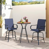Tangkula Outdoor Swivel Bar Stools Set of 4, Bar Height Tall Patio Chairs with Armrests & High Back - Photo 9