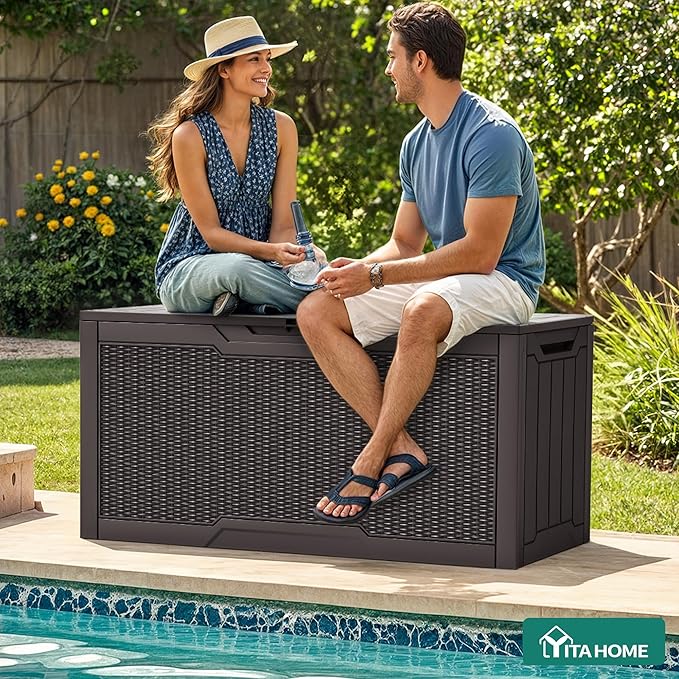 YITAHOME 80 Gallon Outdoor Storage Box, Large Water Resistant Resin Deck Box - Photo 5