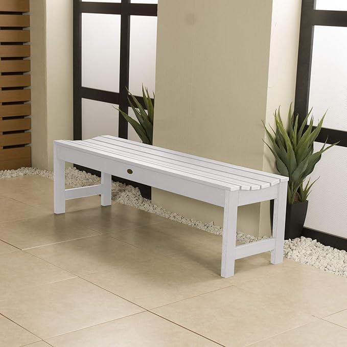 highwood Lehigh Picnic Garden Bench, 5 feet, White