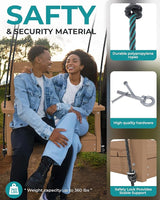 SERWALL HDPE Single Porch Swing Set of 2, Heavy Duty Single Person Swing Chair with 2 Polypropylene Hanging Ropes - Photo 6