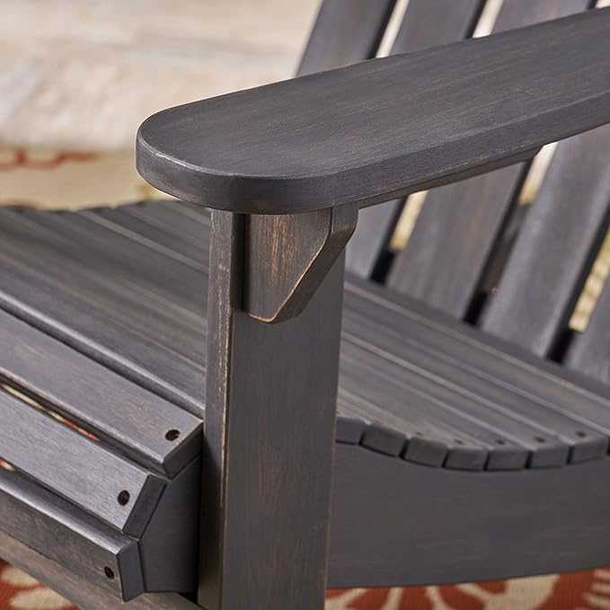 Christopher Knight Home Cara Outdoor Adirondack Acacia Wood Rocking Chair, Dark Gray Finish - Photo 8