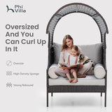 PHI VILLA Outdoor Wicker Egg Chair, Oversized Lounge Chair with Cushion, Large Brown Basket Rattan Chair for Patio - Photo 6