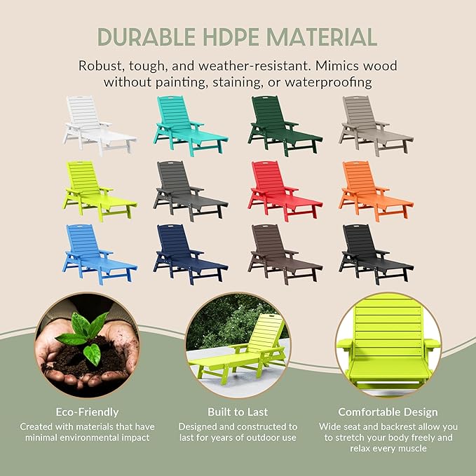 WestinTrends Malibu Poly Reclining Chaise Lounge (Set of 2) Lime - Photo 5