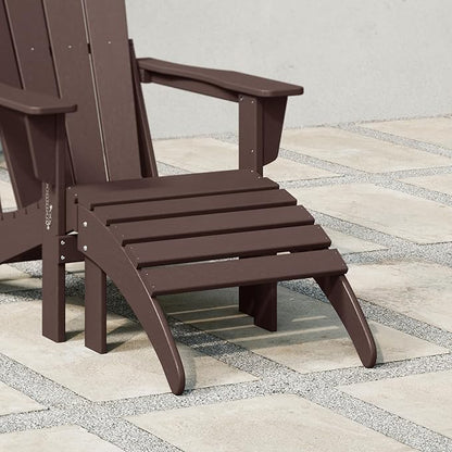 WestinTrends Outdoor Patio Adirondack Ottoman Foot Rest, All Weather Poly Lumber Foot Stool for Adirondack Chair, Widely Used for Outside Porch Pool Lawn Backyard, Dark Brown