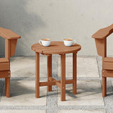 WestinTrends Dylan Adirondack Round Outdoor Side Table, Teak - Photo 2