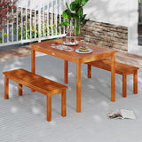 HAPPYGRILL Outdoor Wooden Bench 2-Person Solid Wood Garden Bench with Slatted Seat 45", 440 lbs Weight Capacity - Photo 6
