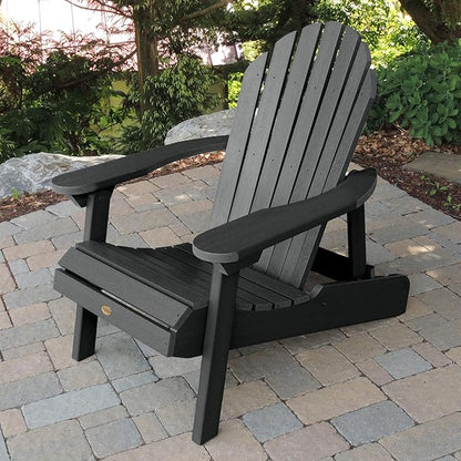 highwood Hamilton Made in the USA Folding and Reclining Adirondack Chair, Adult Size, Black