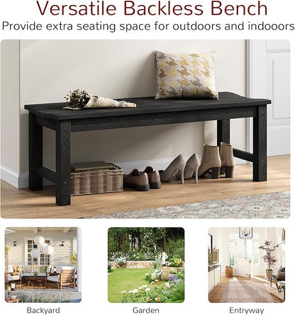 Stoog Outdoor Benches Set of 2, 2-Person Backless Patio Bench, All-Weather HIPS Garden Bench, Never Rot or Fade, for Backyard, Porch, Deck, and Entryway, Black