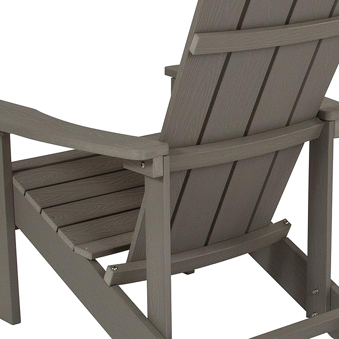 Flash Furniture Charlestown Poly Resin Adirondack Chair - Gray - All Weather - Indoor/Outdoor - Set of 4 - Photo 10