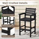 Tangkula Patio Adirondack Chairs Set of 2, HDPE Bar Height Chair with Wide Armrests & Footrest - Photo 8