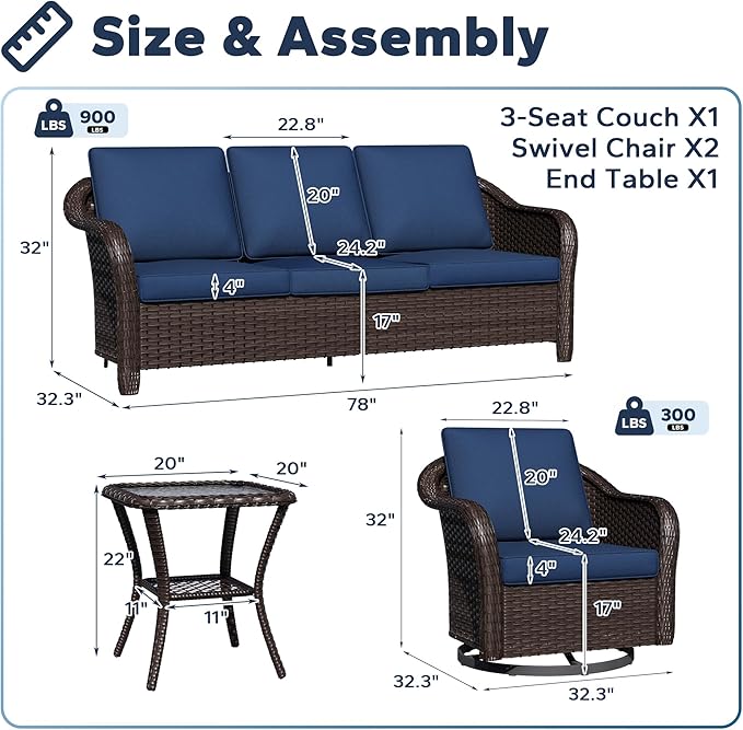 4 PCS Patio Conversation Set - Photo 2