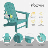FOOWIN Folding Adirondack Chair, HDPE Adirondack Chairs with Cup Holder - Photo 6