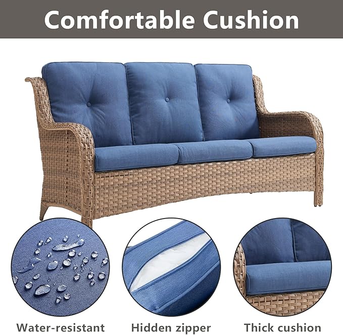 Rilyson Patio Furniture Swivel Chairs Set - 5 Piece Wicker Rattan Outdoor Sectional Conversation Sets with 2 Rocking - Photo 3